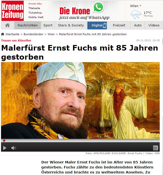 Malerfürst Ernst Fuchs mit 85 Jahren gestorben